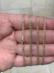 14K Solid Yellow Gold Cuban 2.50MM Link Chain Necklace 16" 18" 20" 22" 24" 30" ,Layering Chain , Everyday Minimal Chain, 14K Gold