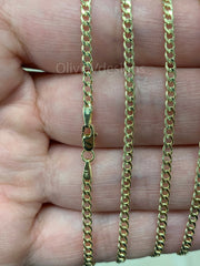 14K Solid Yellow Gold Cuban 2.50MM Link Chain Necklace 16" 18" 20" 22" 24" 30" ,Layering Chain , Everyday Minimal Chain, 14K Gold