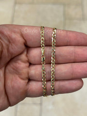 14K Solid Yellow Gold Cuban 4MM Link Chain Necklace 18" ,Layering Chain , Everyday Minimal Chain, 14K Gold