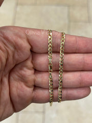 14K Solid Yellow Gold Cuban 4MM Link Chain Necklace 18" ,Layering Chain , Everyday Minimal Chain, 14K Gold