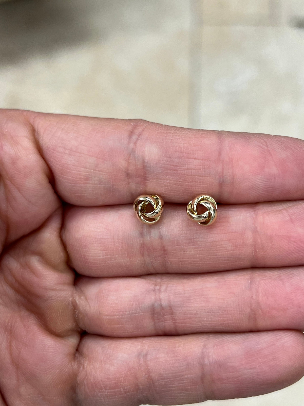 14K Solid Yellow Gold Love Knot 8mm High Polish Earring, Love Knot Rosetta Design, Gift, Genuine 14k Yellow Gold