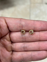 14K Solid Yellow Gold Love Knot 8mm High Polish Earring, Love Knot Rosetta Design, Gift, Genuine 14k Yellow Gold