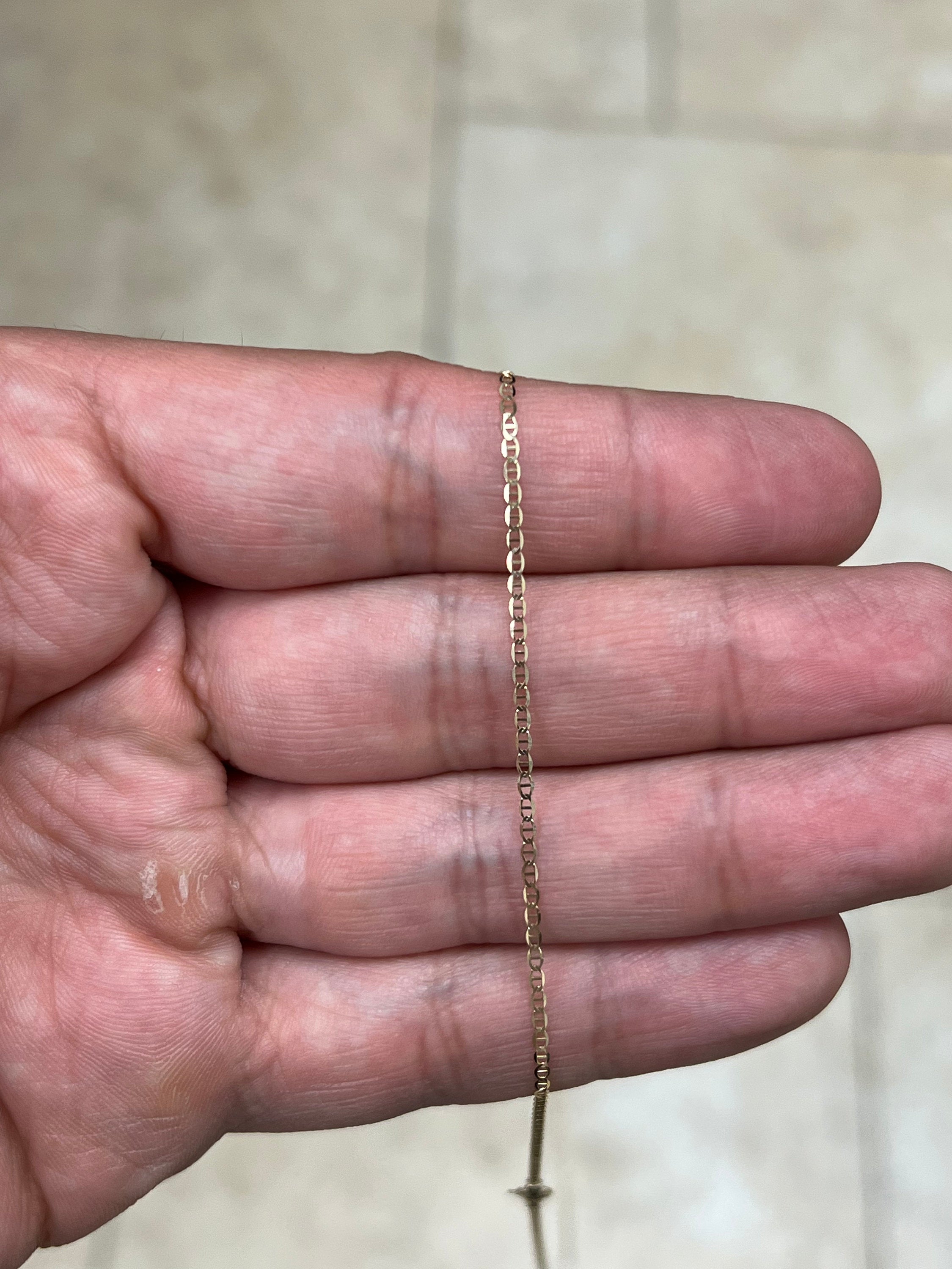 14K Solid Yellow Gold Necklace Gold 1mm Marina Mariner Chain, 14K Gold Chain, 14k Mariner Chain, Mariner Gold Chain, Men, Woman