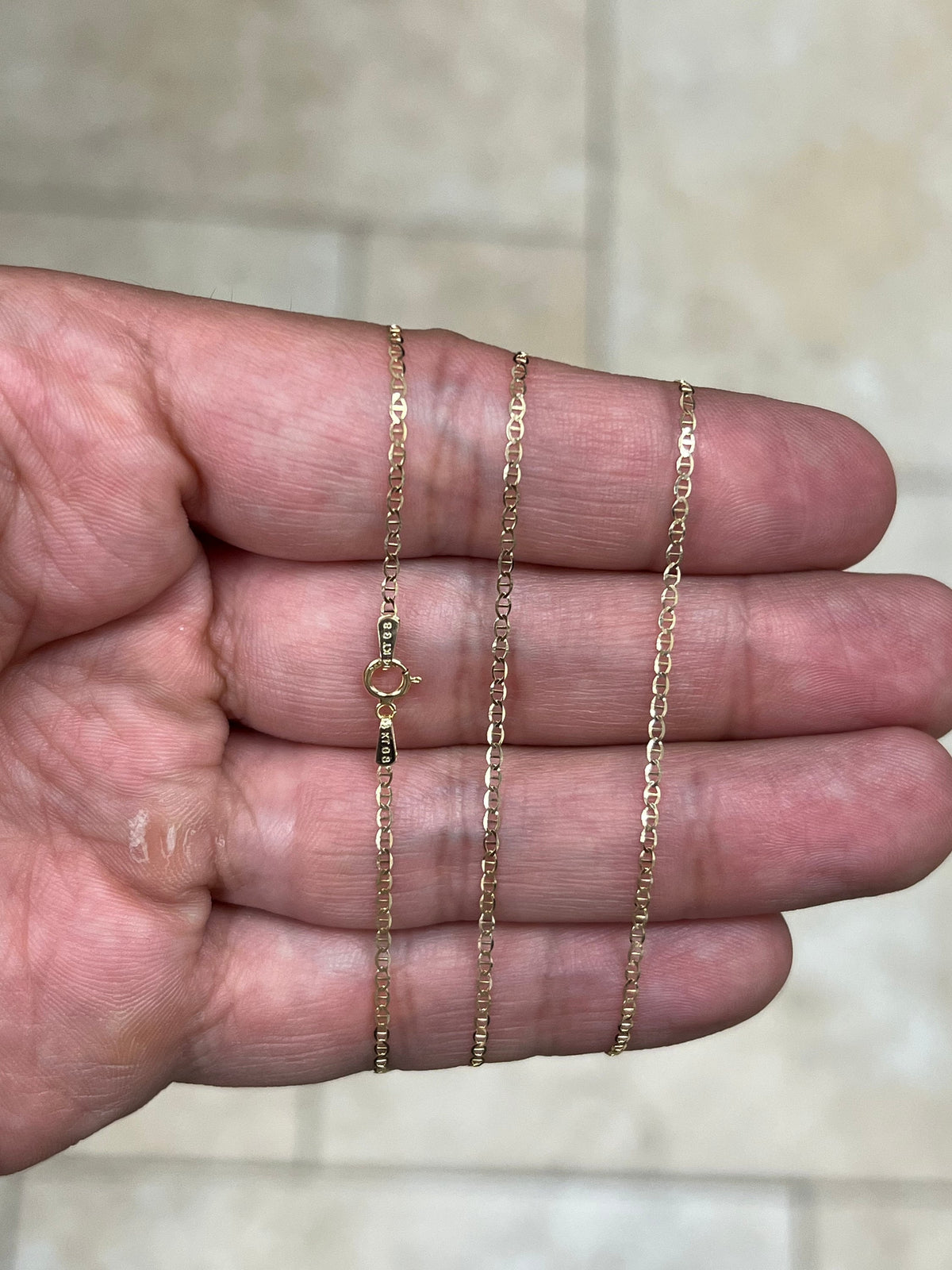 14K Solid Yellow Gold Necklace Gold 1mm Marina Mariner Chain, 14K Gold Chain, 14k Mariner Chain, Mariner Gold Chain, Men, Woman