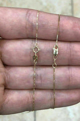 14K Solid Yellow Gold Necklace Gold Box Chain 16" 18" 20" 22" 24" 26'' 30'' ,Everyday Necklace, Simple chain, Best Seller, Gift, Anniversary