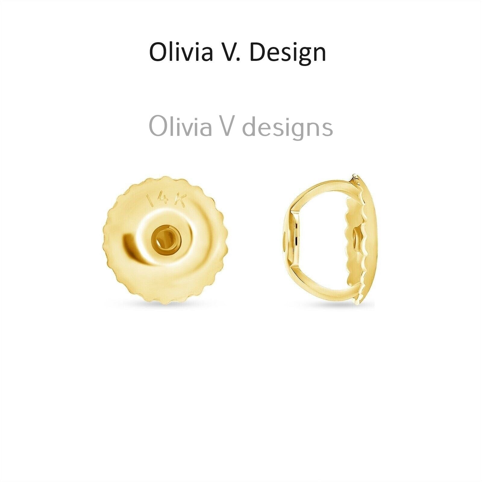 14K Solid Yellow Gold Replacement Single Screw Back for Stud Earrings, Large Size, Real 14k Gold