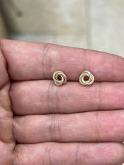 14K Solid Yellow Gold Textured Love Knot 8mm Earring, Love Knot Rosetta Design, Gift, Genuine 14k Yellow Gold