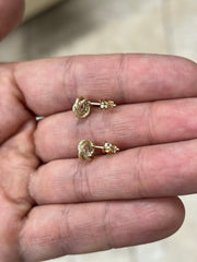 14K Solid Yellow Gold Textured Love Knot 8mm Earring, Love Knot Rosetta Design, Gift, Genuine 14k Yellow Gold