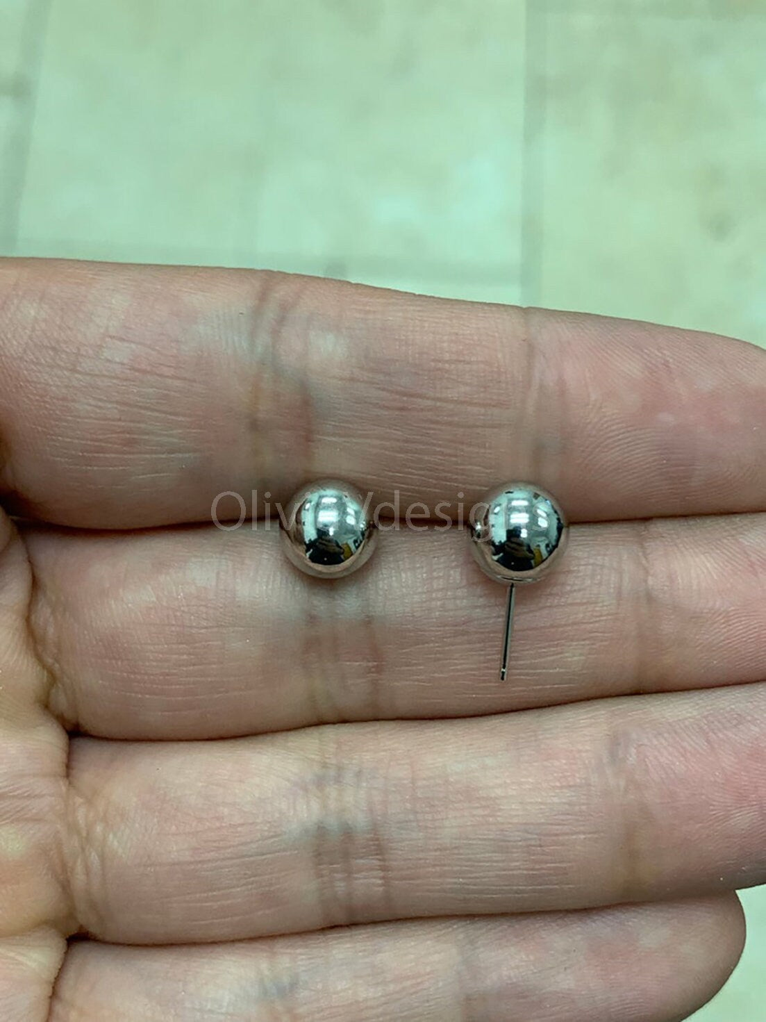 14K White Gold Ball Earrings, 3MM, 4MM, 5MM, 6MM, 7MM, 8MM ,Ball Earring Studs, Gold Push Back Studs Woman, Kids Genuine Gold Ball
