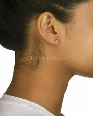 14K White Gold Ball Earrings, 3MM, 4MM, 5MM, 6MM, 7MM, 8MM ,Ball Earring Studs, Gold Push Back Studs Woman, Kids Genuine Gold Ball