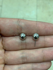 14K White Gold Ball Earrings, 3MM, 4MM, 5MM, 6MM, 7MM, 8MM ,Ball Earring Studs, Gold Push Back Studs Woman, Kids Genuine Gold Ball