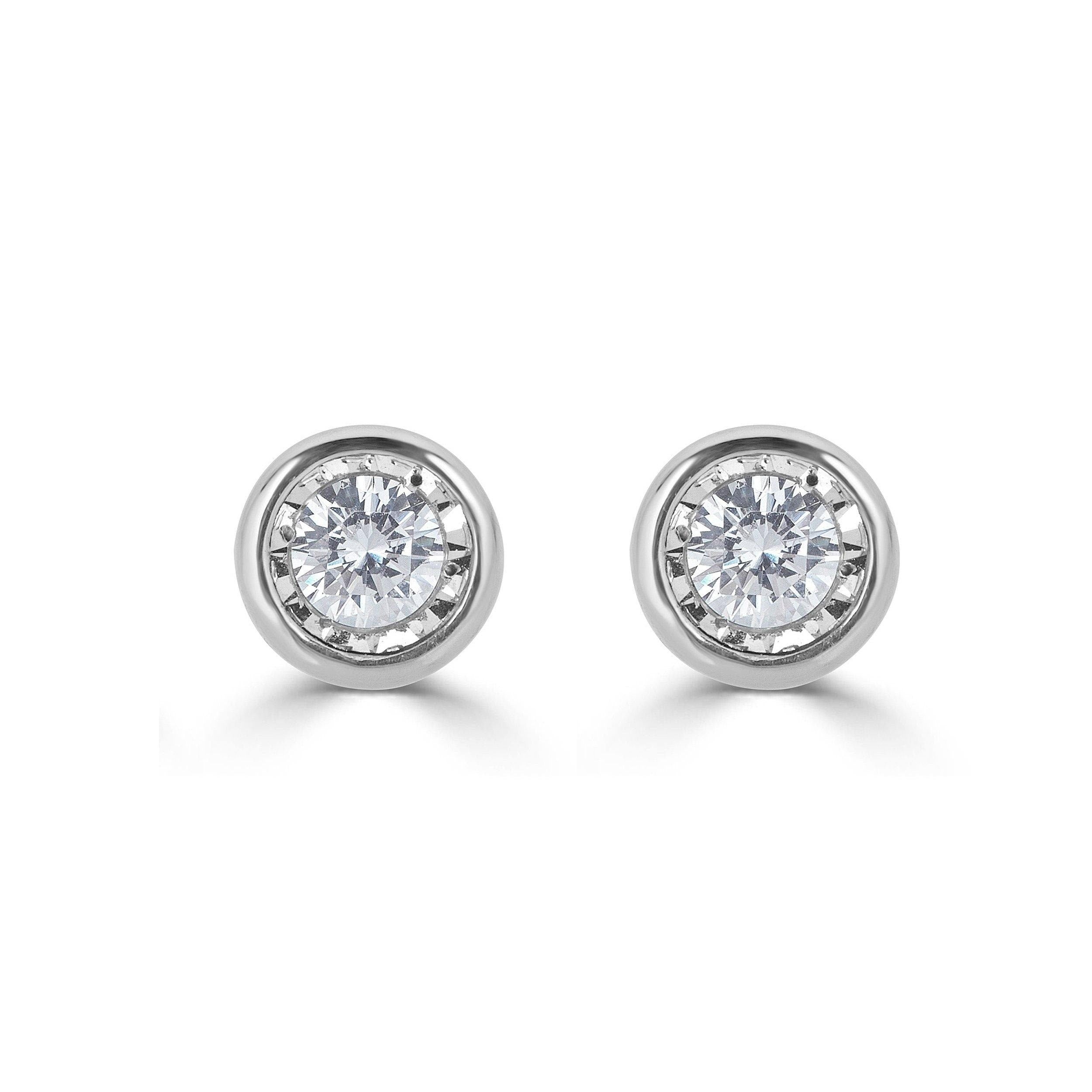 14K White Gold Bezel Stud Earrings, Bezel Set Earrings Studs, 14k  Gold Earrings, White Gold Bezel Studs, 3MM 4MM 5MM 6MM