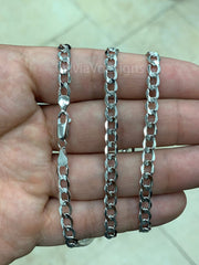 14K White Gold Cuban Curb Miami Cuban Chain 5mm 20'' 22'' 24'' 26'' Inch, White Gold Chain, Necklace, Cuban Link Chain, White Gold, Women