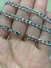 14K White Gold Cuban Curb Miami Cuban Chain 5mm 20'' 22'' 24'' 26'' Inch, White Gold Chain, Necklace, Cuban Link Chain, White Gold, Women