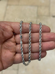 14K White Gold Necklace 4.5mm Gold Rope Chain 26'' Inch, 14K Gold Rope Chain, 14K Rope Chain, Rope Gold Chain, Diamond-Cut, Men, Woman