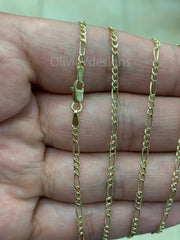 14K Yellow Gold Figaro Chain 2.00MM, 16'' 18'' 20'' 22'' 24'' 26''30" Inch, Gold Chain, Necklace, Figaro Link Chain, Yellow Gold, Women