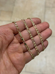 14K Yellow Gold Figaro Chain 4.50MM, 7'' 7.5'' 18'' 20'' 24'' 26'' 30" Inch, Gold Chain, Necklace, Figaro Link Chain, Yellow Gold, Women