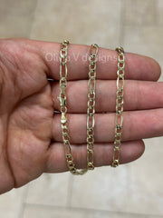 14K Yellow Gold Figaro Chain 4.50MM, 7'' 7.5'' 18'' 20'' 24'' 26'' 30" Inch, Gold Chain, Necklace, Figaro Link Chain, Yellow Gold, Women