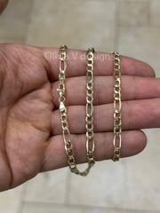 14K Yellow Gold Figaro Chain 4.50MM, 7'' 7.5'' 18'' 20'' 24'' 26'' 30" Inch, Gold Chain, Necklace, Figaro Link Chain, Yellow Gold, Women