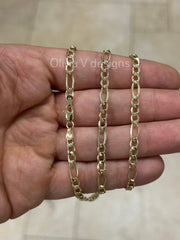 14K Yellow Gold Figaro Chain 4.50MM, 7'' 7.5'' 18'' 20'' 24'' 26'' 30" Inch, Gold Chain, Necklace, Figaro Link Chain, Yellow Gold, Women