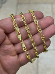 14K Yellow Gold Over 925 Sterling Silver 5mm Puffy Anchor Link Chain Necklace Solid Silver, Men's And Ladies, Puffy Chain, Thick