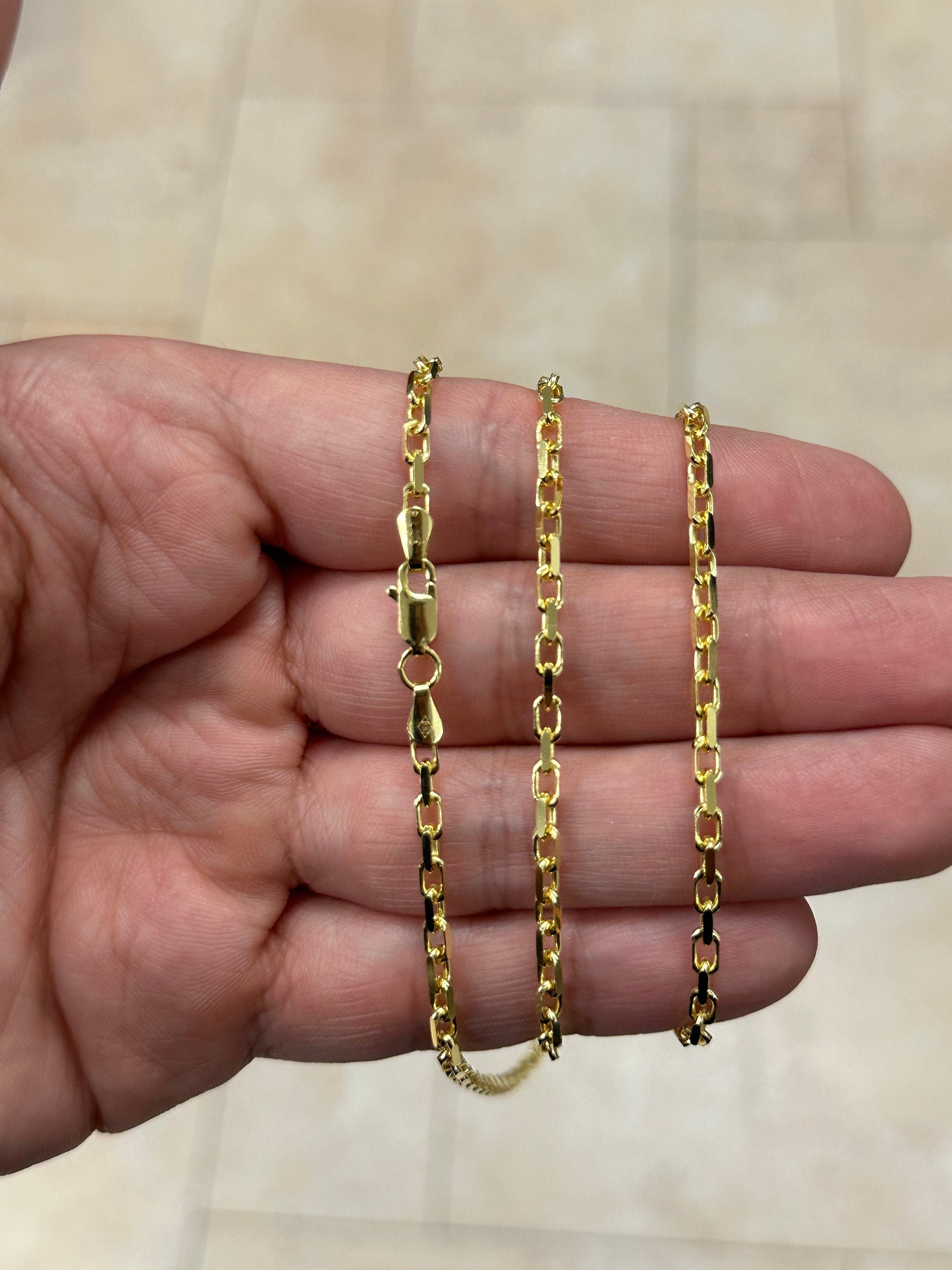 14K Yellow Gold Over 925 Sterling Silver Anchor Forzentina Link Necklace 2.7mm, Sterling Silver, Necklace, Men Women , Italian