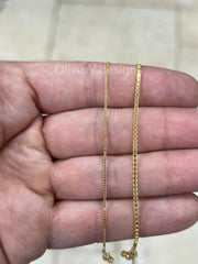 14K Yellow Gold Over 925 Sterling Silver Box  Adjustable 1mm 1.3mm Chain, Silver, Sterling Silver Chain, 925 Sterling Silver