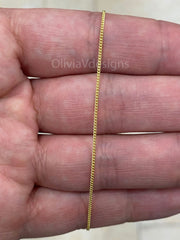 14K Yellow Gold Over 925 Sterling Silver Curb Cuban Adjustable 1mm Chain, 14k Yellow Gold, 925 Sterling Silver