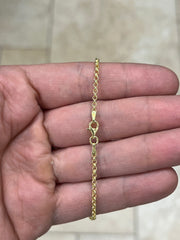 14K Yellow Gold Over 925 Sterling Silver Rolo Belcher Anklet 2.2mm 10'' - Made In Italy - 925 Sterling