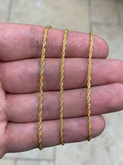 14K Yellow Gold Over 925 Sterling Silver Solid Loose Rope Adjustable Chain Necklace 24" 2mm Italy, 925 Sterling Silver, Yellow Gold
