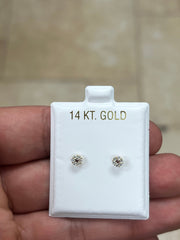 14K Yellow Gold Round Circle Amethyst Diamond Birthstone Stud Earrings, Screw Back, Bolita Back, Genuine 14k Gold, Kids Baby
