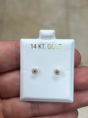 14K Yellow Gold Round Circle Amethyst Diamond Birthstone Stud Earrings, Screw Back, Bolita Back, Genuine 14k Gold, Kids Baby