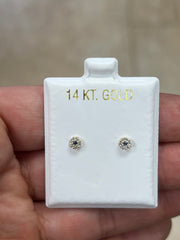 14K Yellow Gold Round Circle Sapphire Round Diamond Birthstone Stud Earrings, Screw Back, Bolita Back, Genuine 14k Gold, Kids Baby