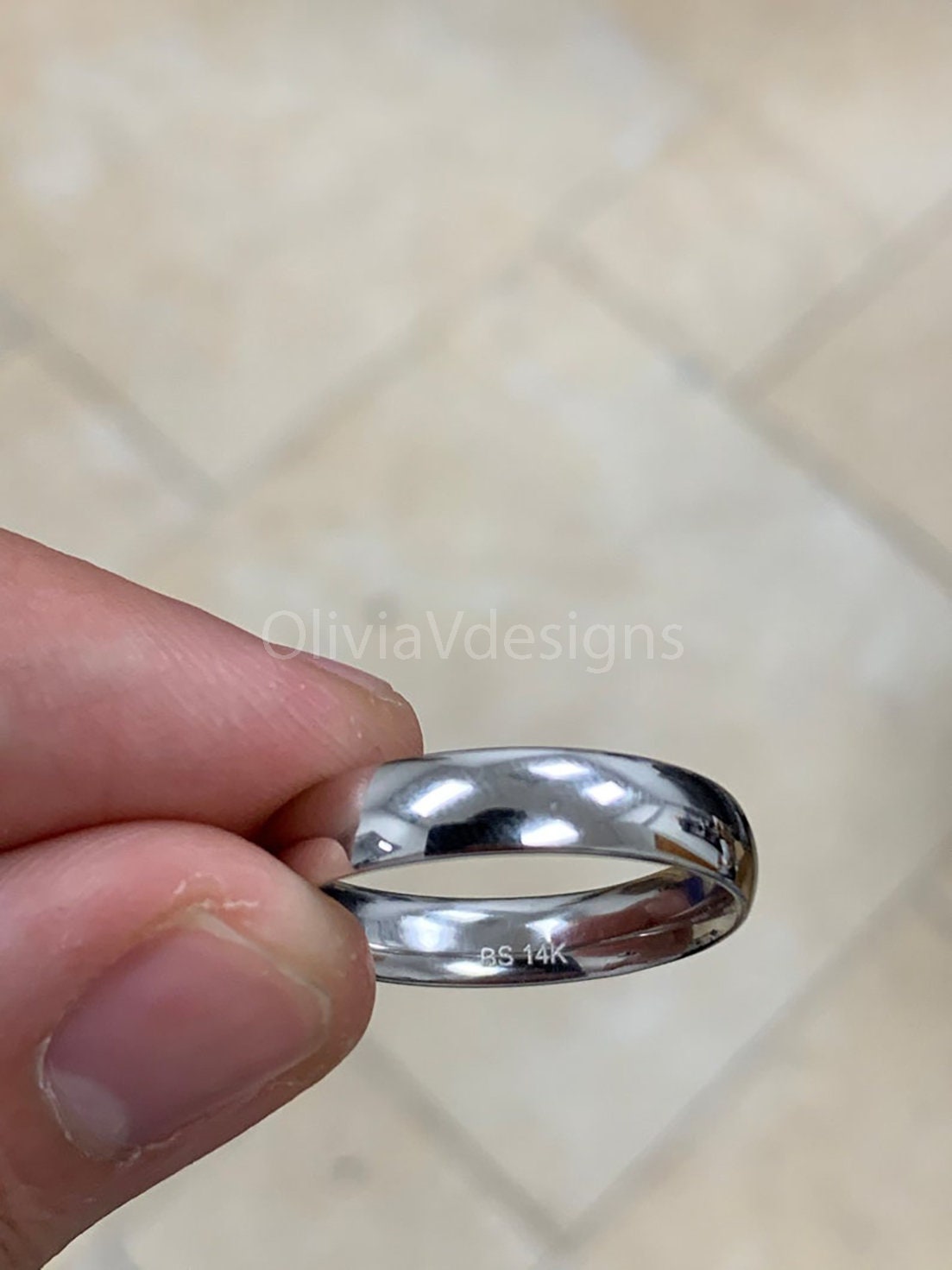 14 Karat White Gold Ring - Pure 14K White Gold Wedding Band - Real 14K Gold Half Round Ring - 5mm - Mens Gold Wedding Band - Womens Gold