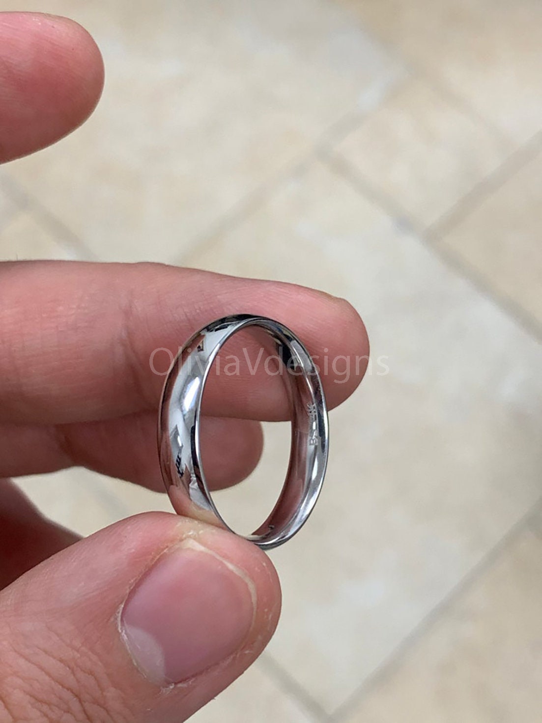 14 Karat White Gold Ring - Pure 14K White Gold Wedding Band - Real 14K Gold Half Round Ring - 5mm - Mens Gold Wedding Band - Womens Gold