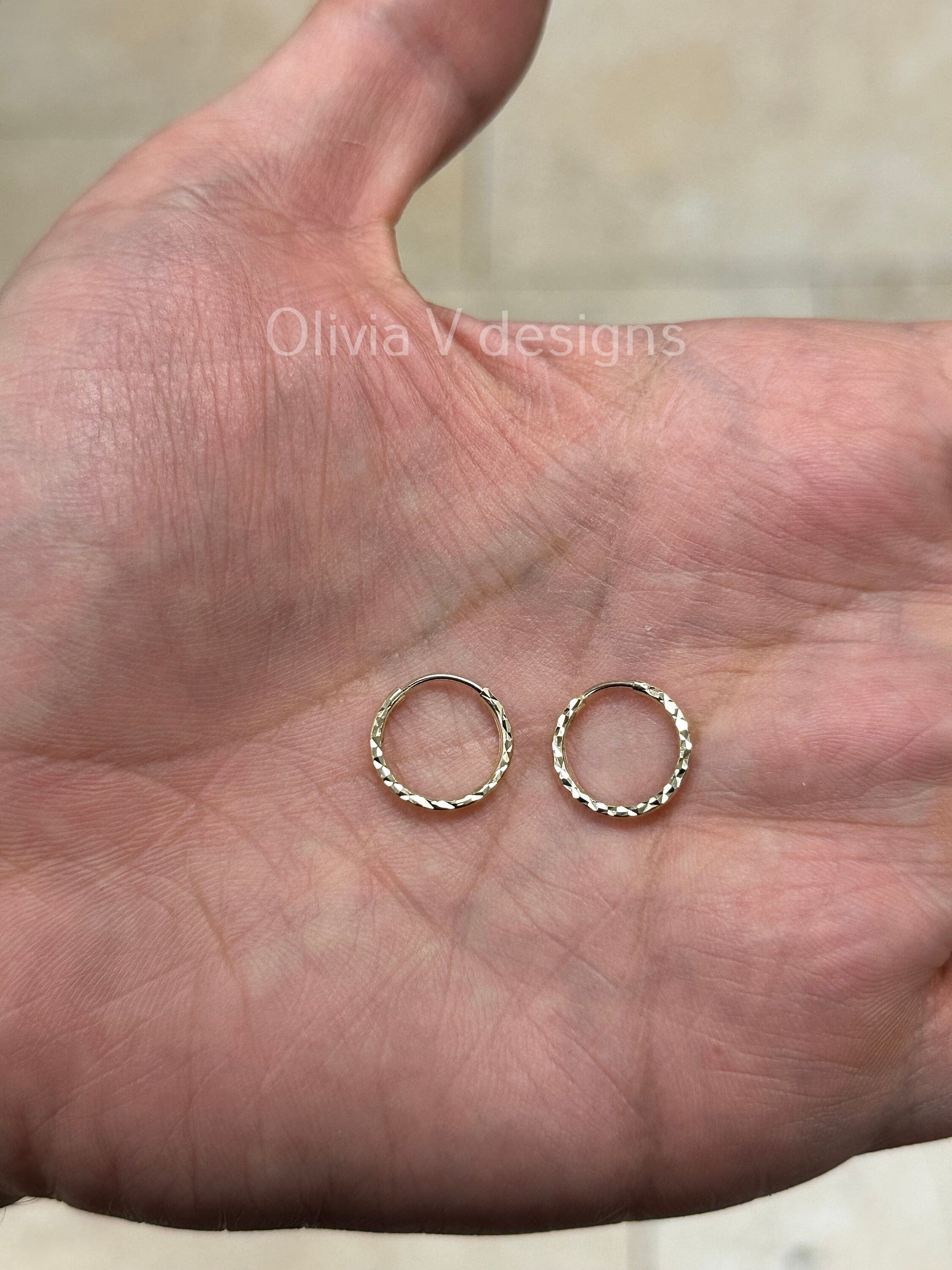 14k Diamond Cut Endless Gold Hoops | Gold Endless Hoops | 14k Gold Hoops | Endless Gold Hoops | 14mm Hoops | Hoop Earrings | Endless Hoop