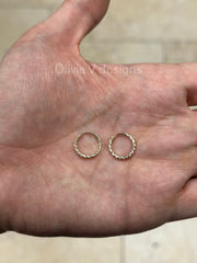 14k Diamond Cut Endless Gold Hoops | Gold Endless Hoops | 14k Gold Hoops | Endless Gold Hoops | 14mm Hoops | Hoop Earrings | Endless Hoop