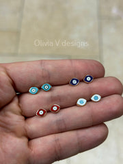 14k Evil Eye Stud Earring / 14k Gold / Enamel Stud Earring / Evil Eye Earring / Hamsa Stud Earring /Turquoise White Blue Red Earring
