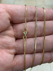 14k Gold Over 925 Sterling Silver Snake Chain, 1.2mm 8-Sided Snake Chain All Lengths, 16" 18" 20" 22" 24'' 30'', Made in Italy