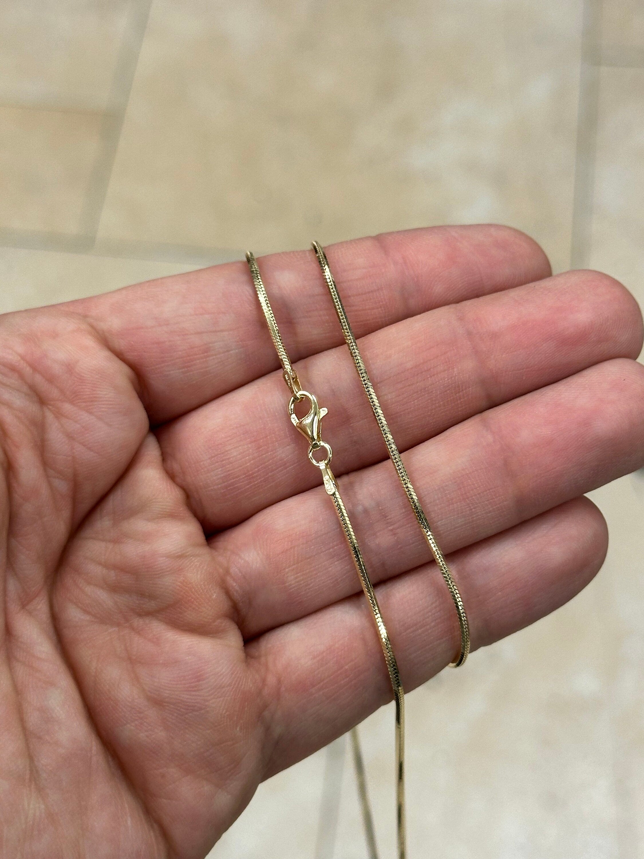 14k Gold Over 925 Sterling Silver Snake Chain, 1.4mm 8-Sided Snake Chain All Lengths, 16" 18" 20" 22" 24'' 30'', Made in Italy
