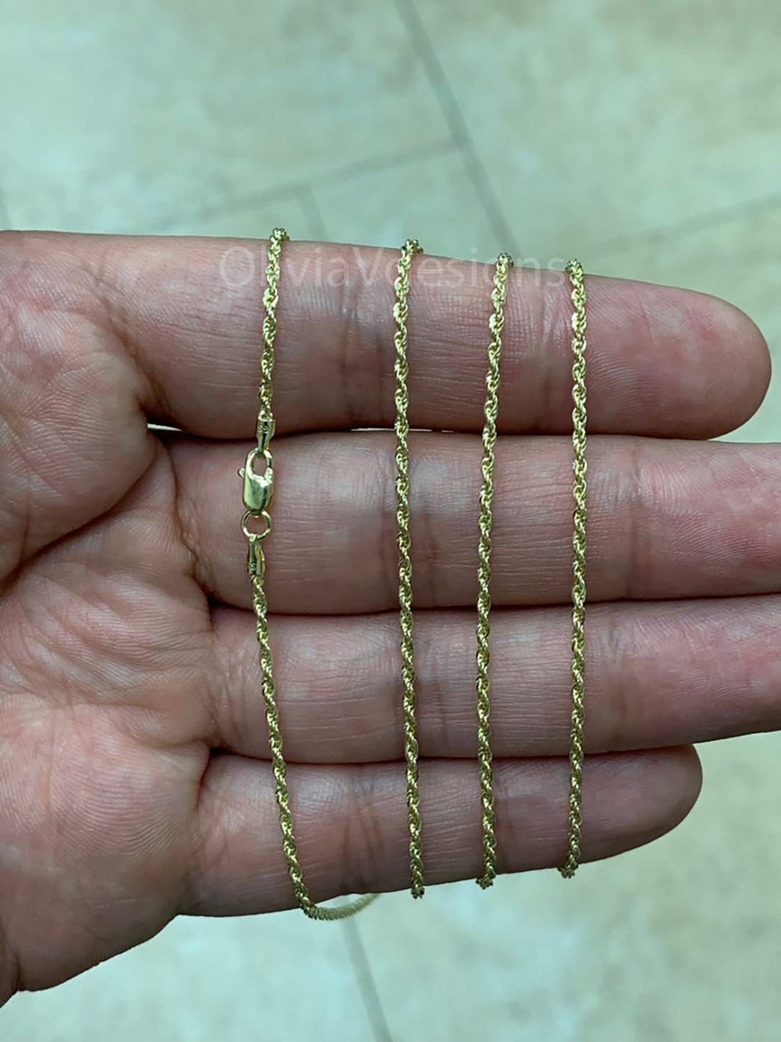 14k Gold Sparkle Rope Chain, 1.50mm Light Weight Necklace ,Everyday Chain, Twist Rope Chain, 16" 18'' 20'' 22'' 24'' 26'' 28'' 30" Gift