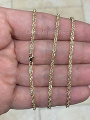 14k Gold Sparkle Rope Chain, 2.00mm Light Weight Necklace ,Everyday Chain, Twist Rope Chain, 16" 18'' 20'' 22'', Gift