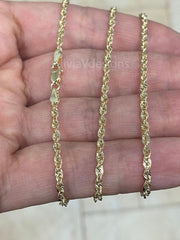 14k Gold Sparkle Rope Chain, 2.00mm Light Weight Necklace ,Everyday Chain, Twist Rope Chain, 16" 18'' 20'' 22'', Gift