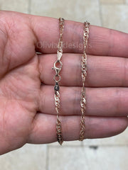 14k Rose Gold Over 925 Sterling Silver 3mm Twisted Nona Chain, Sterling Chain, 925