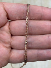 14k Rose Gold Over 925 Sterling Silver 3mm Twisted Nona Chain, Sterling Chain, 925