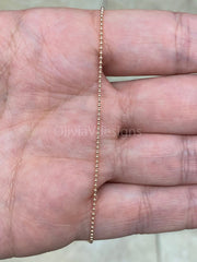 14k Rose Gold Over 925 Sterling Silver Adjustable Ball Bead Chain 1mm Necklace, Dog Tag , 925 Sterling Silver