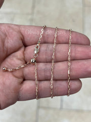 14k Rose Gold Over 925 Sterling Silver Anchor Mariner Link Adjustable Chain Necklace 24" 2mm, 925 Sterling Silver, Anchor Chain