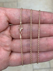 14k Rose Gold Over 925 Sterling Silver Italian Rope Chain, 1.5mm, Diamond Cut, Necklace, Made in Italy, Gift For Him, Gift For Her, Rope