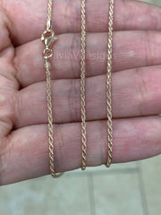 14k Rose Gold Over 925 Sterling Silver Italian Rope Chain, 1.5mm, Diamond Cut, Necklace, Made in Italy, Gift For Him, Gift For Her, Rope