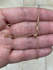 14k Rose Gold Over 925 Sterling Silver Necklace, 1.3mm Sterling Silver Spiga Wheat  Necklace, Men's Chain, Flexible Wheat Chain